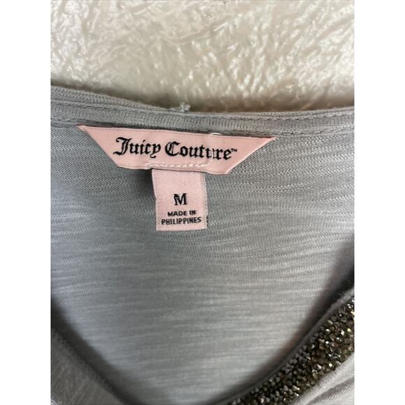 Juicy Couture Pullover Hoodie Rhinestone V-Neck Faux Blouse Shirt Woman Medium - Picture 4 of 7